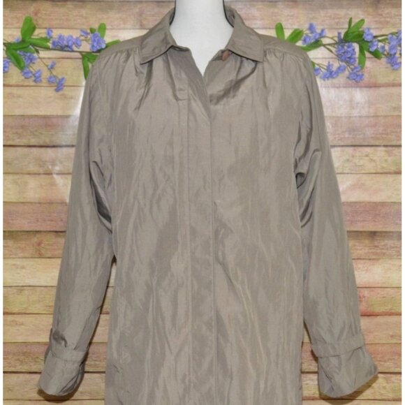 London Fog Ladies Brown Windbreaker Trench Coat Classic Size 18 Quilted Liner - Picture 2 of 11